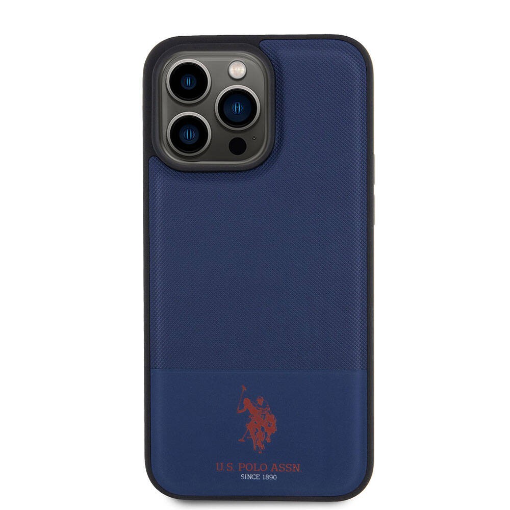 iPhone 15 Pro Max Kılıf U.S. Polo Assn. Orjinal Lisanslı Suni Deri Arka Yüzey Baskı Logolu Örgü Desenli Kılıf