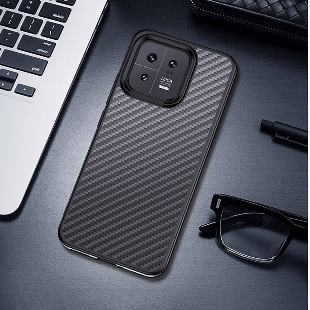 Xiaomi Mi 13 Pro Kılıf Aramid Karbon Fiber M-safe Özellikli Wlons Radison Kapak