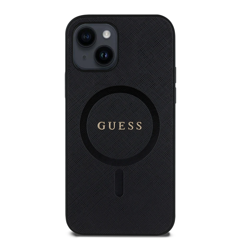iPhone 12 Kılıf Guess Orjinal Lisanslı Magsafe Şarj Özellikli Yazı Logolu Saffiano Classic Kılıf