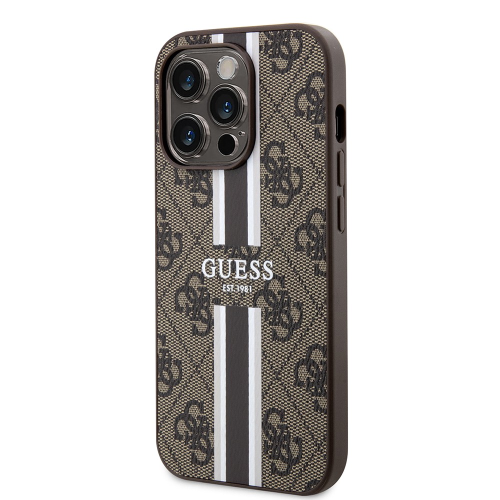 iPhone 15 Pro Kılıf Guess Orjinal Lisanslı Magsafe Şarj Özellikli 4G Şerit Tasarımlı Printed Kılıf