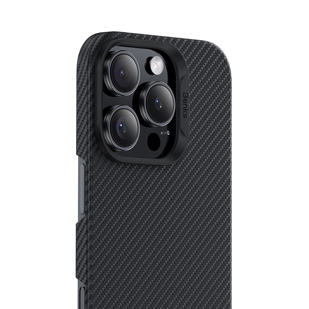 Apple iPhone 16 Pro Max Kılıf Benks M-safe Şarj Özellikli Metal Kamera Çerçeveli Magnetik ArmorAir 600D Kevlar Fiber Kapak