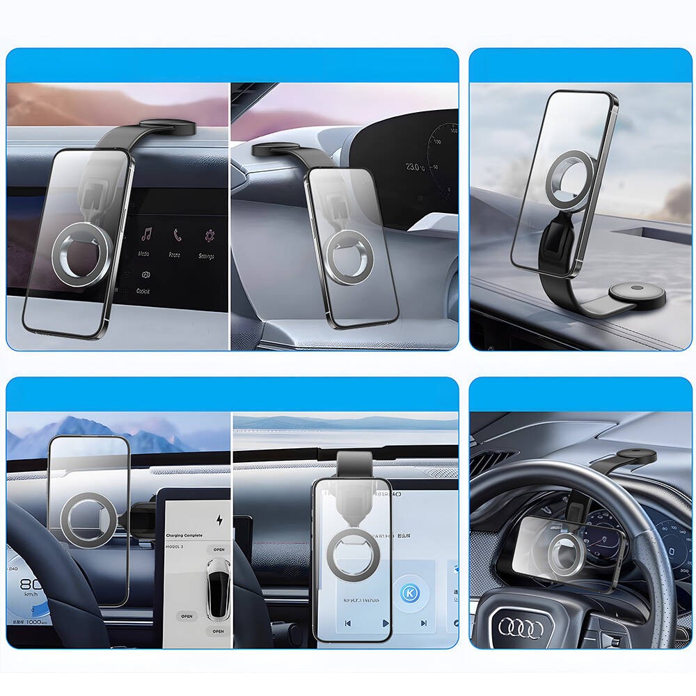 Wiwu Wi-CH053 Mago Serisi Magnetik M-safe Uyumlu Bükülebilen Eğimi ve Düz Zemin Araç Telefon Tutacağı