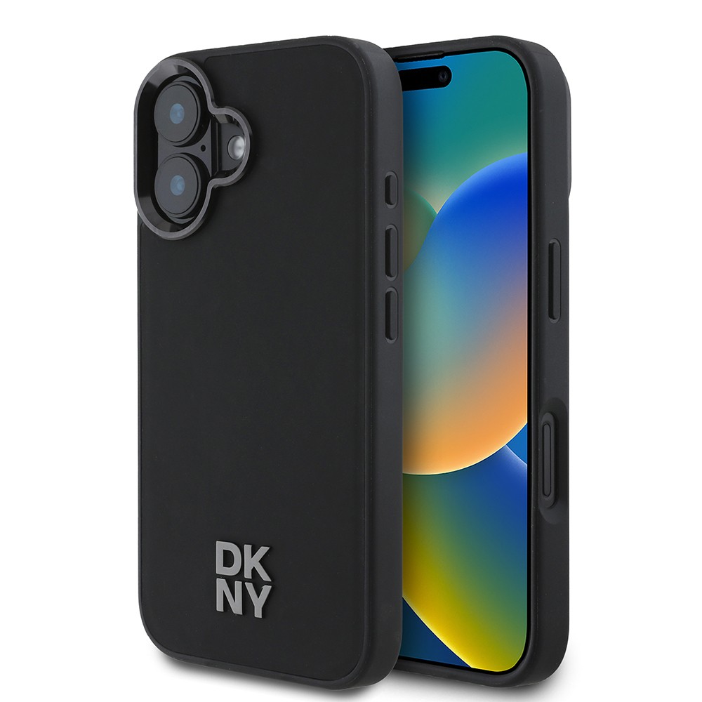 iPhone 16 Kılıf DKNY Orjinal Lisanslı Magsafe Şarj Özellikli Metal Logolu PU Deri Plain Kılıf