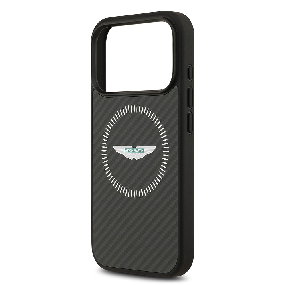 Apple iPhone 17 Pro Kılıf Aston Martin Orjinal Lisanslı M-safe Şarj Özellikli Karbon Fiber Kevlar Kapak