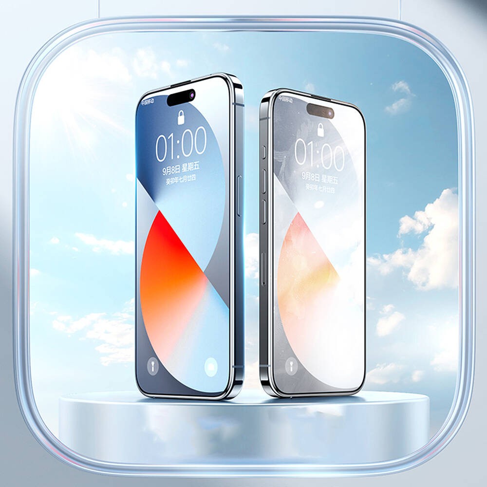 iPhone 16 Wiwu GT-010 Anti-Reflective Polimer Oleofobik Kaplama Ultra İnce Temperli Cam Ekran Koruyucu
