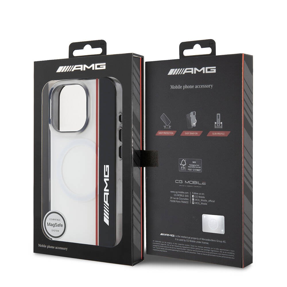 iPhone 16 Pro Kılıf AMG Orjinal Lisanslı Magsafe Şarj Özellikli IML Baskı Logolu Çift Katmanlı Bow Lines Kılıf
