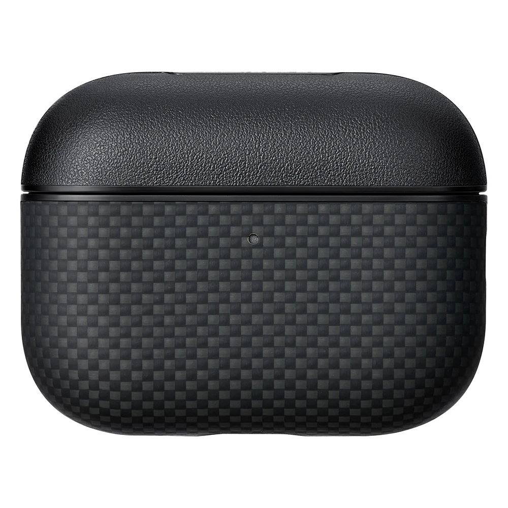 Apple Airpods Pro 3 Kılıf 1500D Aramid Fiber Pitaka Ultra-Slim Classic Serisi Black-Grey Twill Kapak