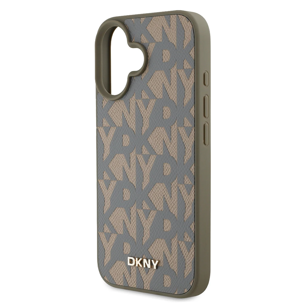 Apple iPhone 16 Kılıf DKNY Orjinal Lisanslı M-safe Şarj Özellikli 3D Yazılı Grid Pattern Kapak