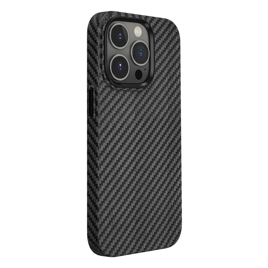 iPhone 14 Pro Kılıf ​​​​​Wiwu Karbon Fiber Görünümlü Magsafe Wireless Şarj Özellikli Kabon Kılıf