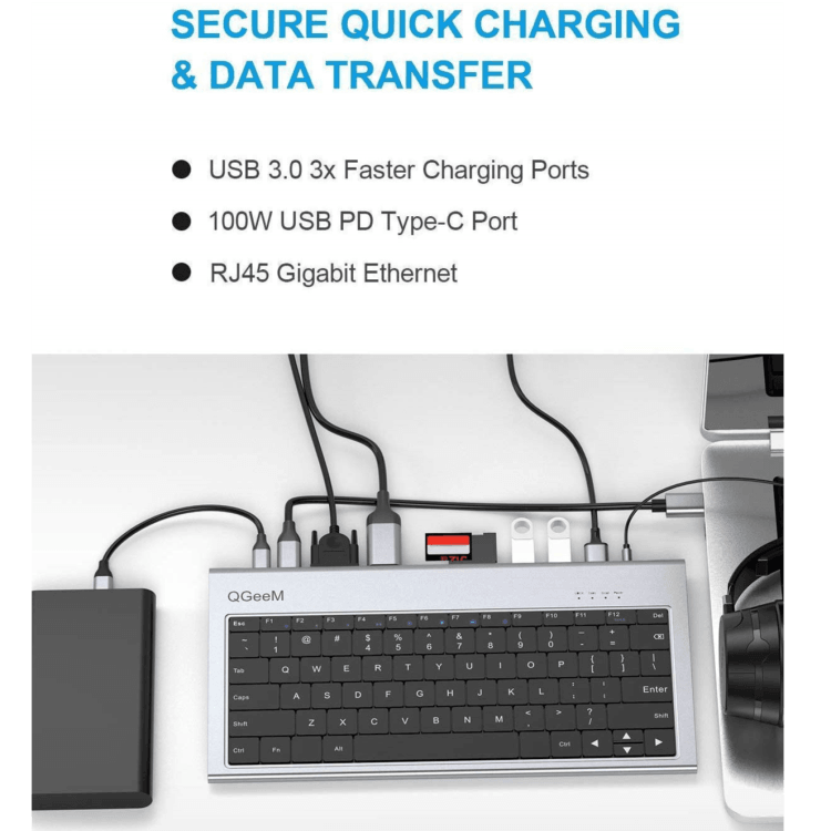 Qgeem QG-UH-11-2 Type-C Hub Klavye