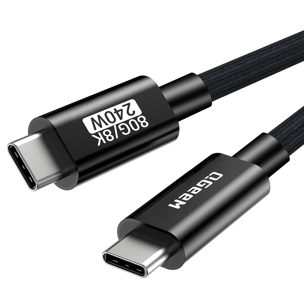 Qgeem QG05 Type-C to Type-C USB5 PD Data Kablosu 240W 80Gbps 8K@60Hz 1.2 Metre