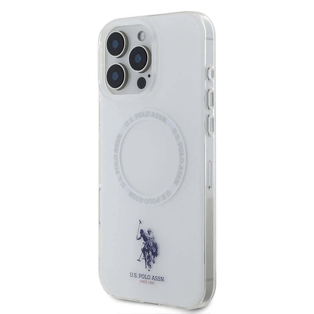 iPhone 16 Pro Max Kılıf U.S. Polo Assn. Orjinal Lisanslı Magsafe Şarj Özellikli IML Double Horse Logolu Ring Kılıf