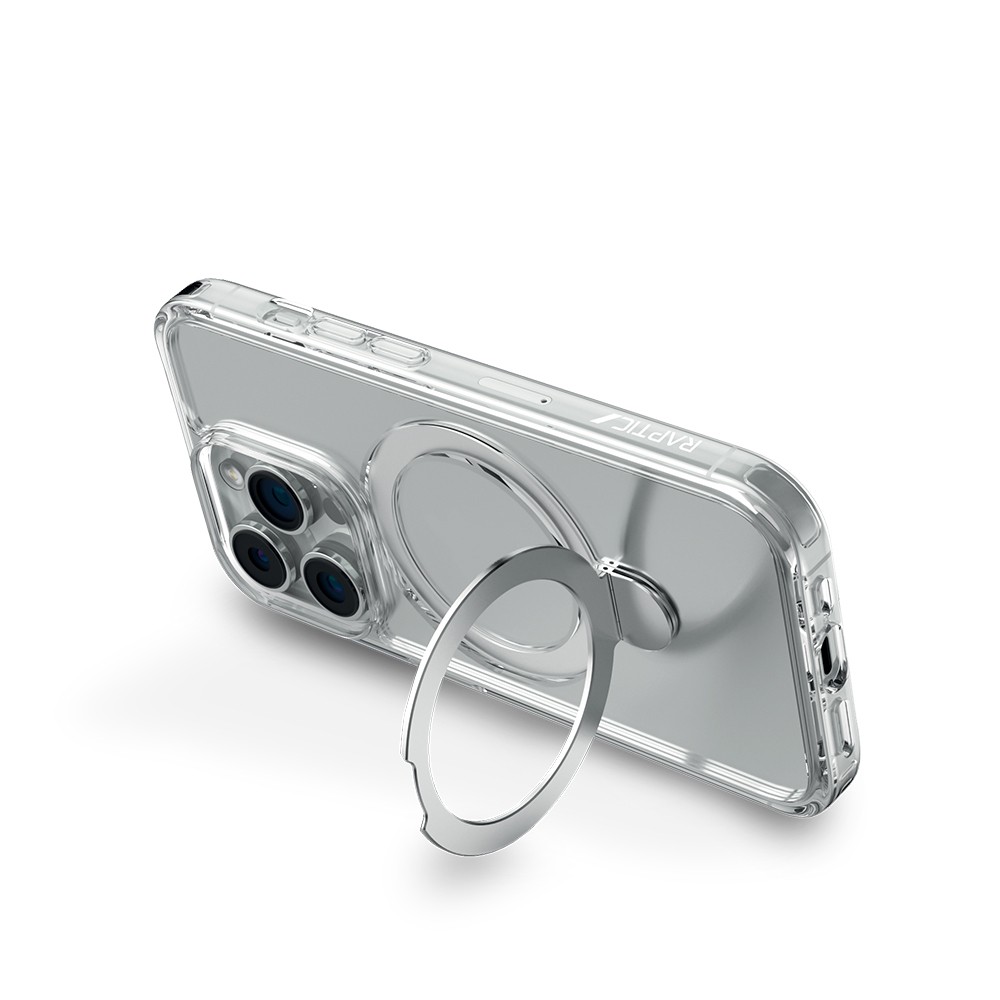 iPhone 16 Pro Max Kılıf Magsafe Şarj Özellikli Raptic Air Stand Serisi Buzlu Transparan Tasarımlı Standlı Kılıf