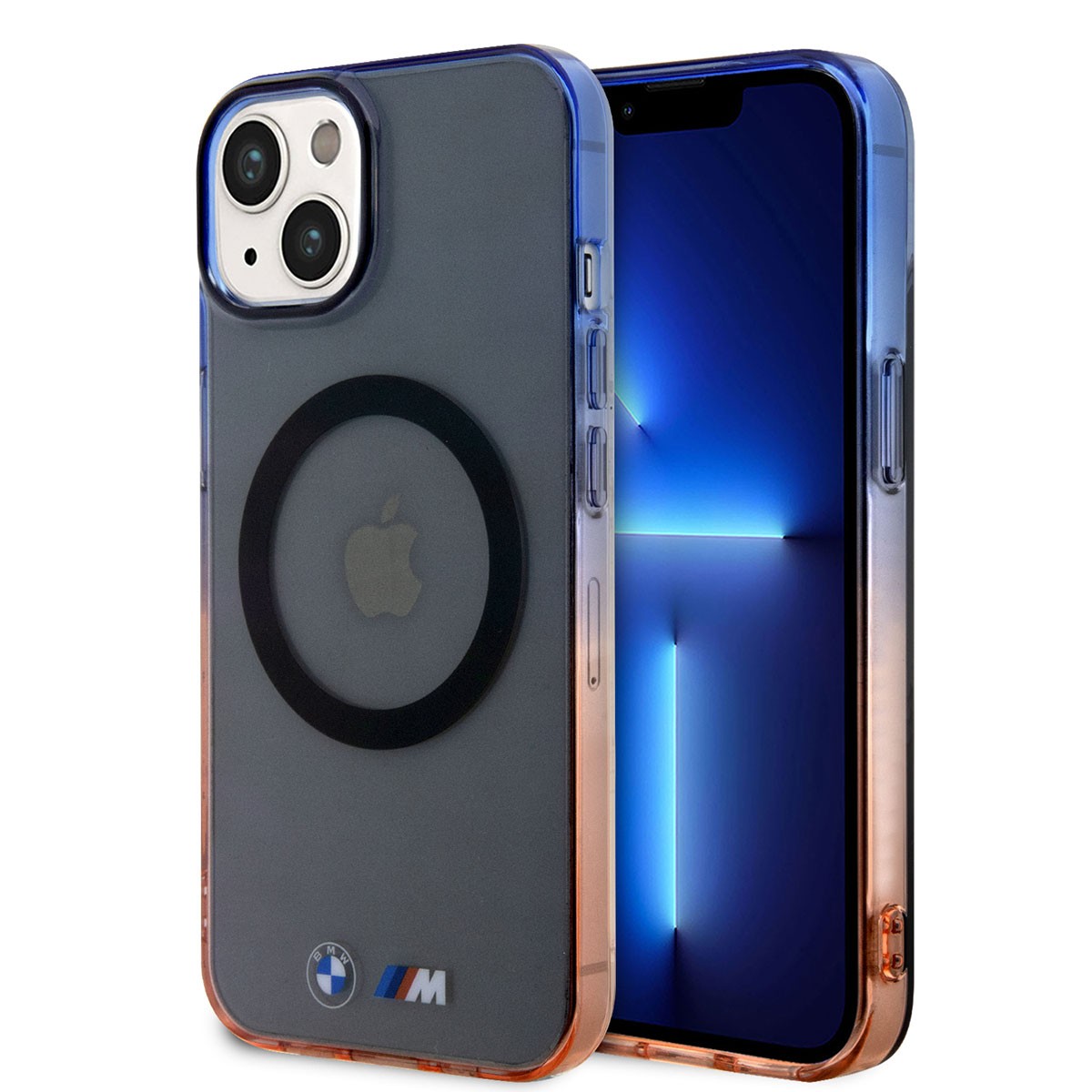 iPhone 14 Kılıf BMW Magsafe Şarj Özellikli Transparan Renk Geçişli Dizayn Kılıf