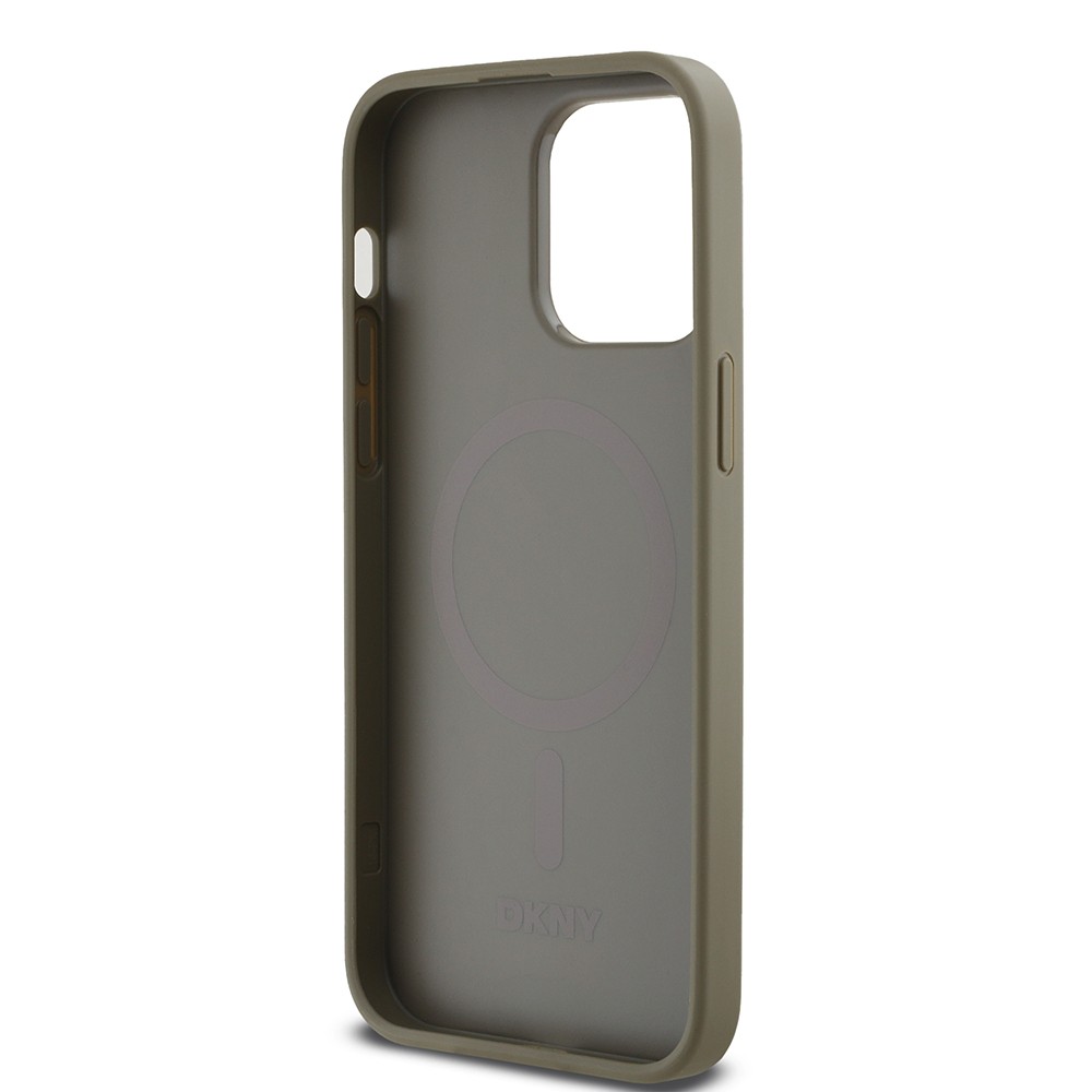 Apple iPhone 14 Pro Max Kılıf DKNY Orjinal Lisanslı M-safe Şarj Özellikli 3D Yazılı Grid Pattern Kapak