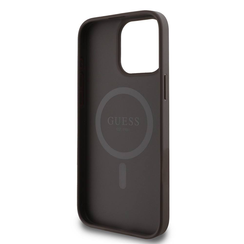 iPhone 15 Pro Max Kılıf Guess Orjinal Lisanslı Magsafe Şarj Özellikli 4G Desen Yazı Logolu Kılıf