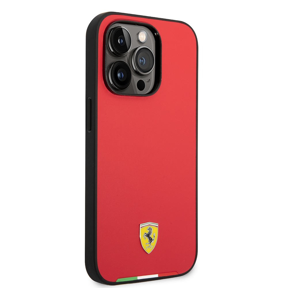 Apple iPhone 14 Pro Max Kılıf Ferrari Orjinal Lisanslı PU Deri İtalyan Bayrak Dizayn Kapak