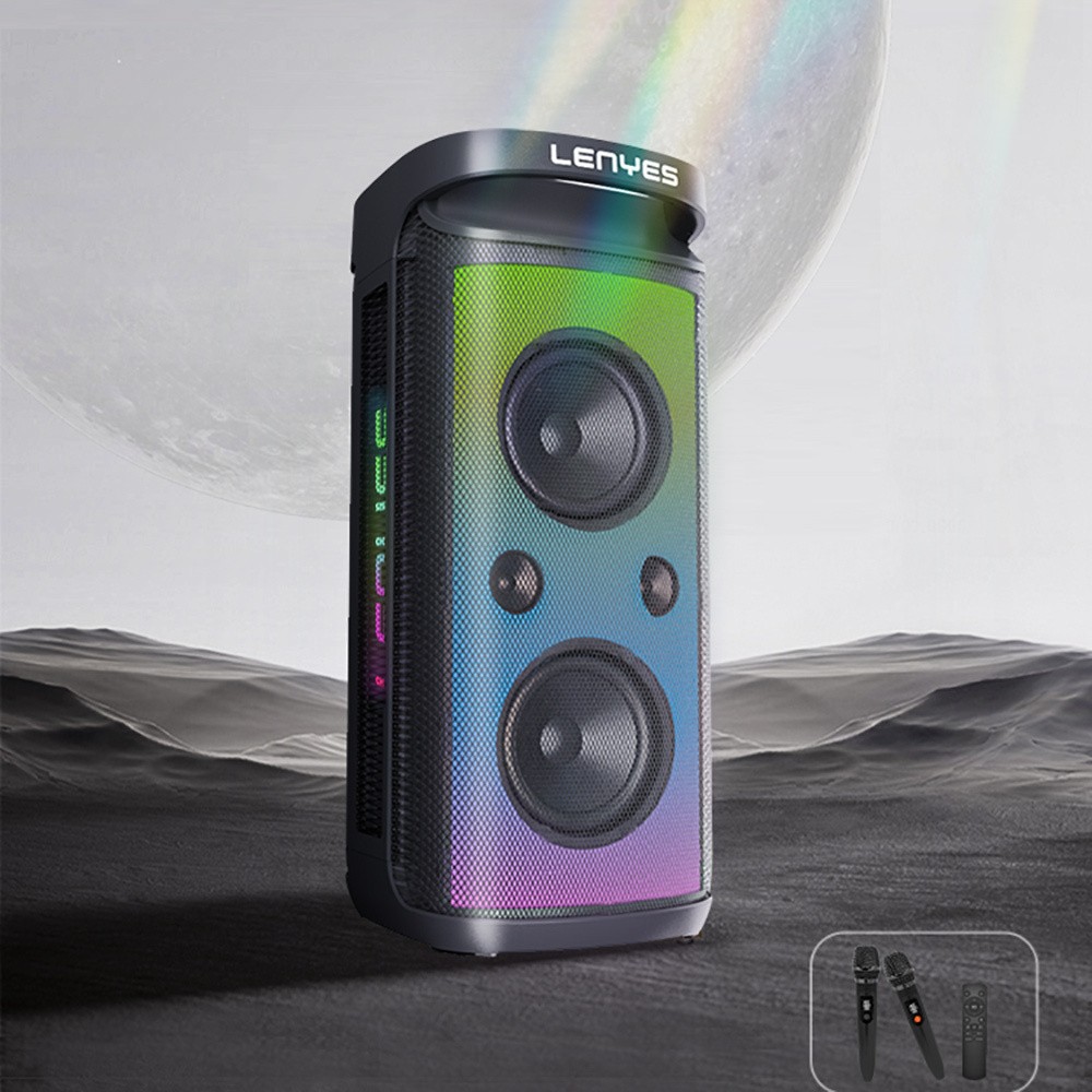 Lenyes S882 Su Geçirmez Mikrofonlu Çoklu Giriş RGB Işıklı TWS Karaoke FM Bluetooth Hoparlör v5.3 200W