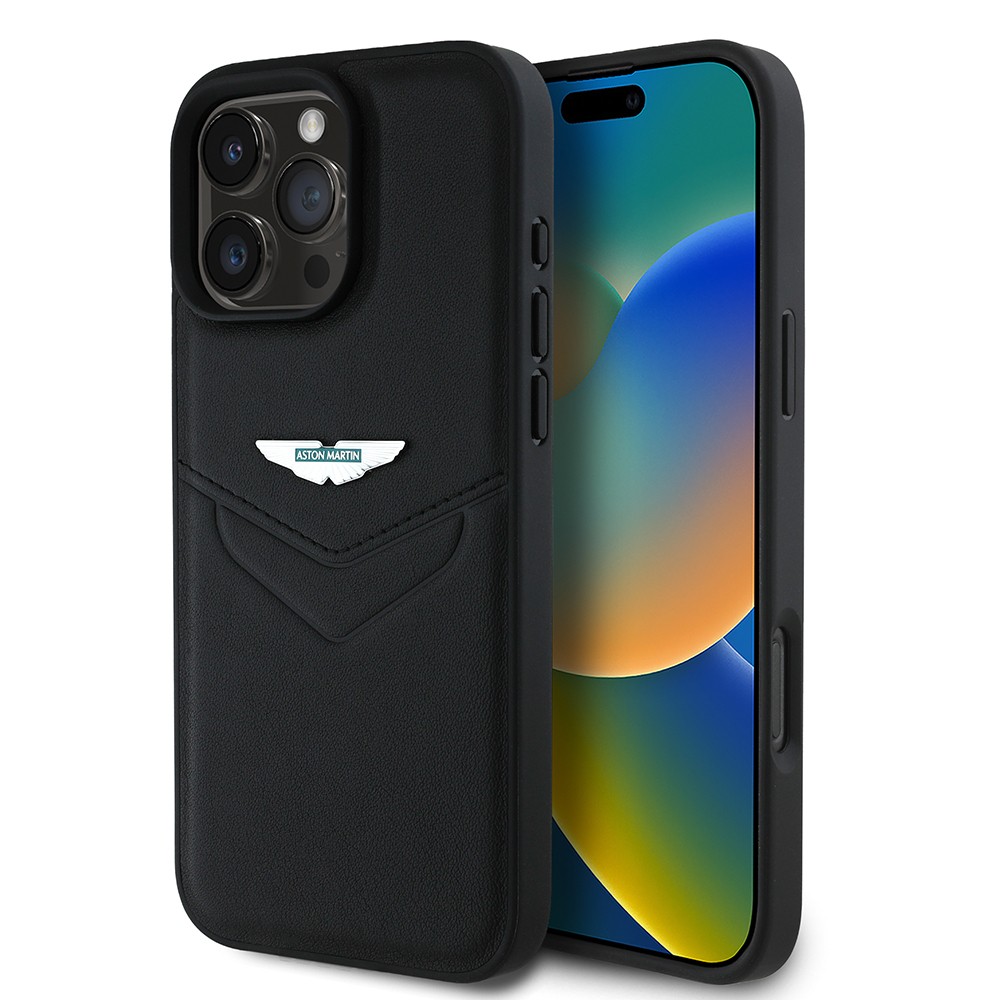Apple iPhone 16 Pro Max Kılıf Aston Martin Orjinal Lisanslı Victory Dizayn PU Deri Metal Logolu Kapak