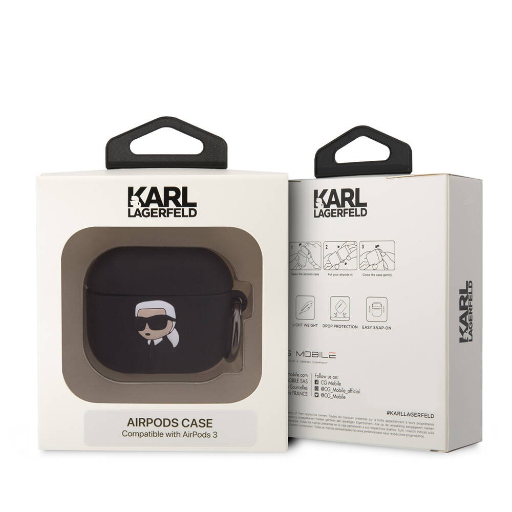 Airpods 3. Nesil Kılıf Karl Lagerfeld Orjinal Lisanslı Karl 3D Silikon Kapak