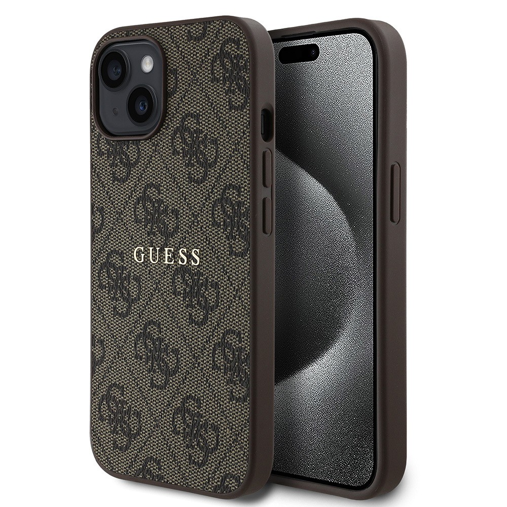 iPhone 15 Kılıf Guess Orjinal Lisanslı Magsafe Şarj Özellikli 4G Desen Yazı Logolu Kılıf