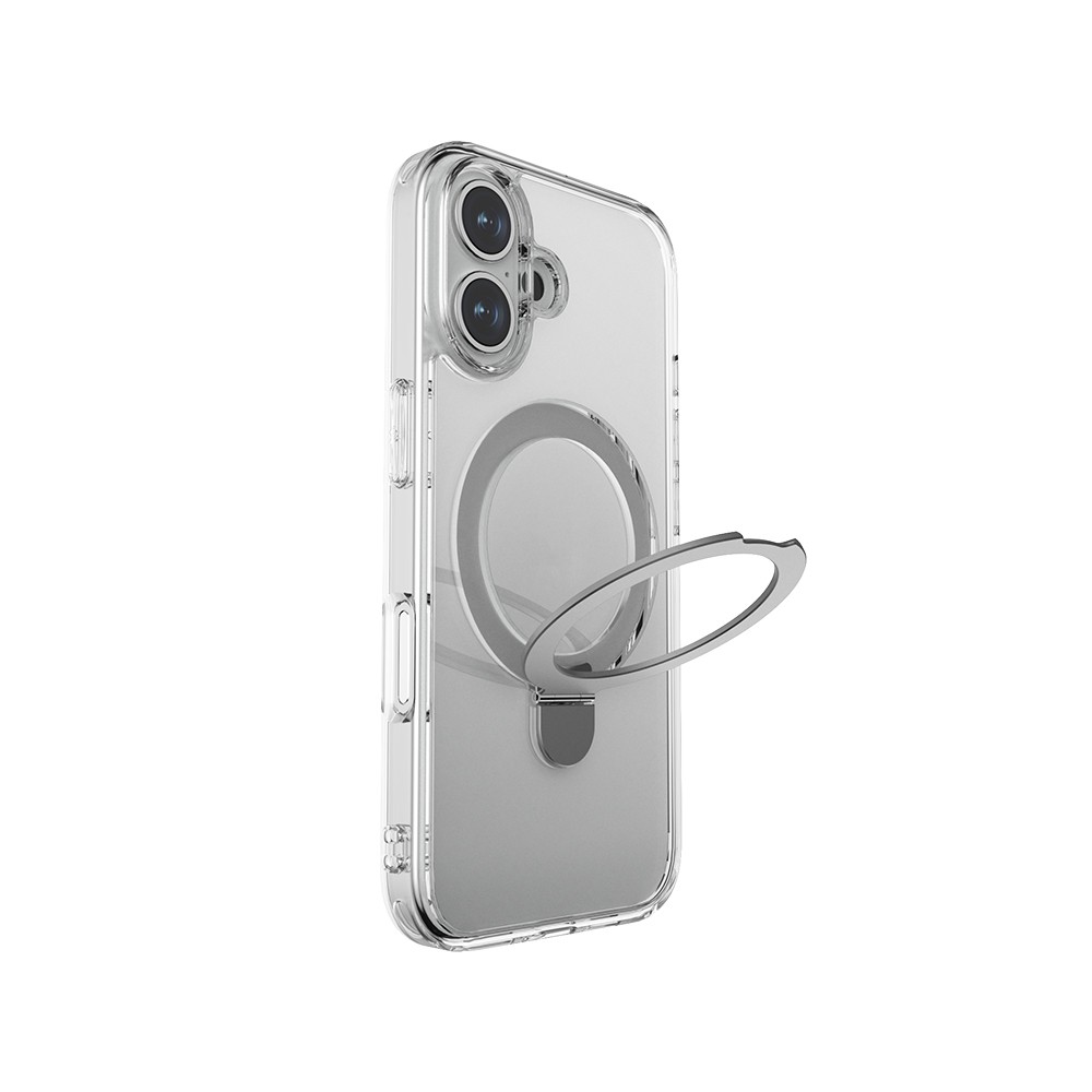 iPhone 16 Plus Kılıf Magsafe Şarj Özellikli Raptic Air Stand Serisi Buzlu Transparan Tasarımlı Standlı Kılıf