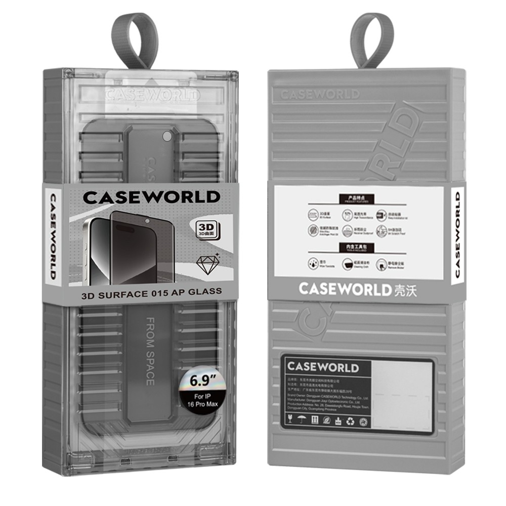 Apple iPhone 16 Pro Max CaseWorld Ultra-Thin Serisi TMQ Privacy 0.15mm 3D Cam Ekran Koruyucu + Uygulama Aparatlı