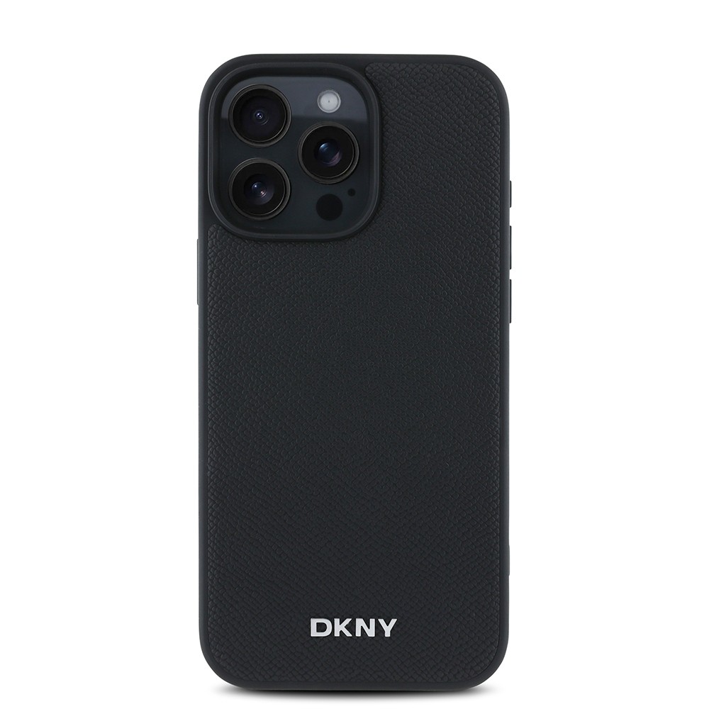 iPhone 16 Pro Max Kılıf DKNY Orjinal Lisanslı Magsafe Şarj Özellikli Metal Logolu PU Deri Grained Kılıf