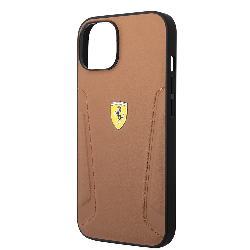 Apple iPhone 14 Kılıf Ferrari Orjinal Lisanslı Deri Kenarları Damgalı Dizayn Kapak