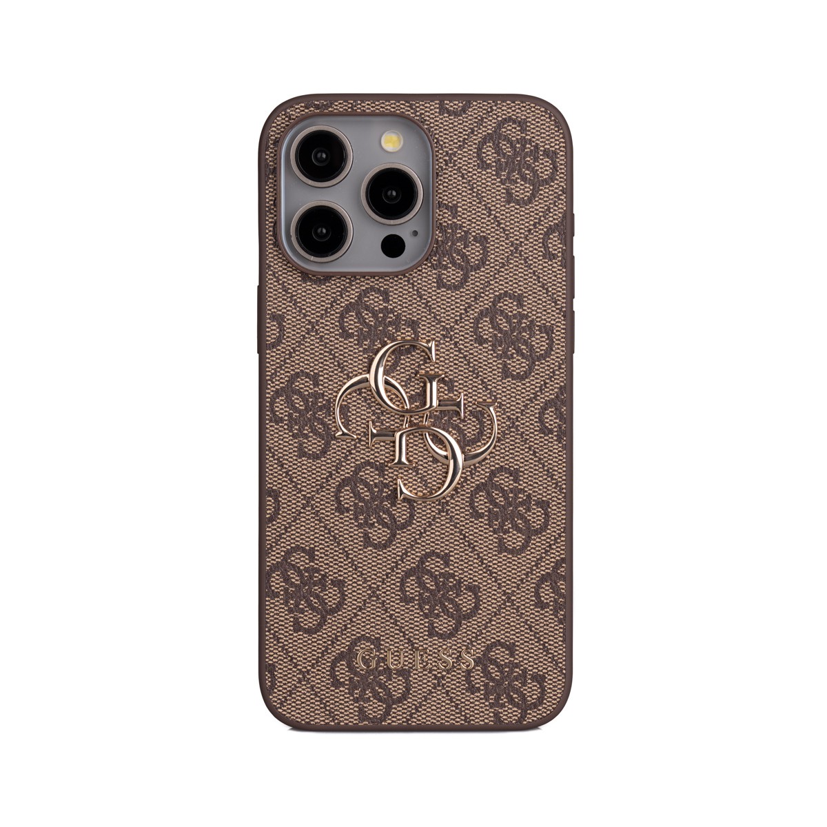 Apple iPhone 15 Pro Max Kılıf Guess Orjinal Lisanslı PU Deri 4G Büyük Metal Logolu Çapraz Vücut Askılı Kapak