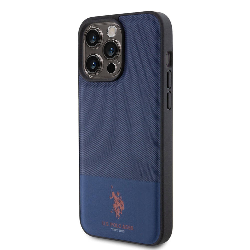 iPhone 15 Pro Max Kılıf U.S. Polo Assn. Orjinal Lisanslı Suni Deri Arka Yüzey Baskı Logolu Örgü Desenli Kılıf