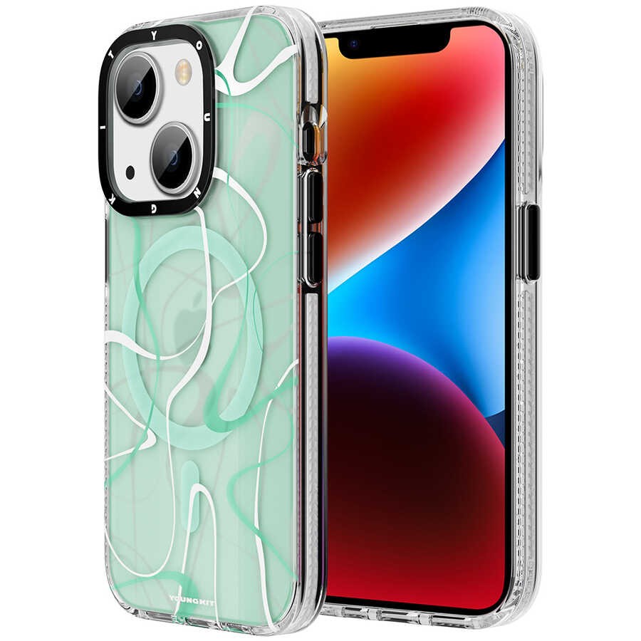 iPhone 14 Kılıf Magsafe Şarj Özellikli Youngkit Water-Ink Serisi Kılıf