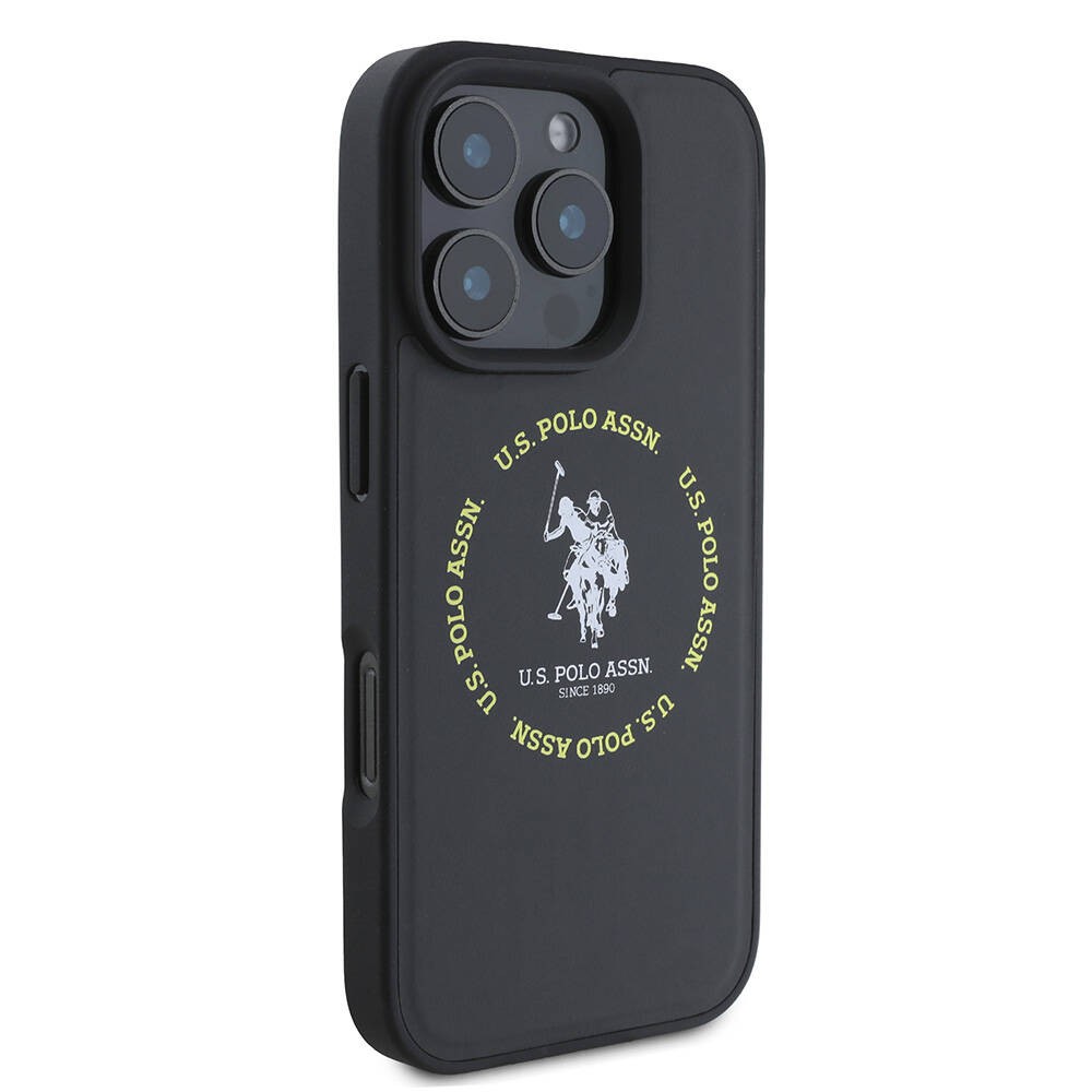 iPhone 16 Pro Kılıf U.S. Polo Assn. Orjinal Lisanslı Magsafe Şarj Özellikli Circle ve Double Horse Logolu Deri Kılıf