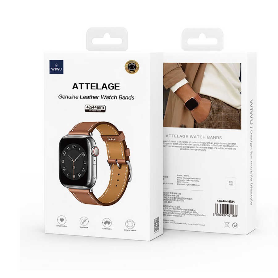Watch Ultra 49mm Kordon Wiwu Attleage Watchband Hakiki Deri Strap Kayış