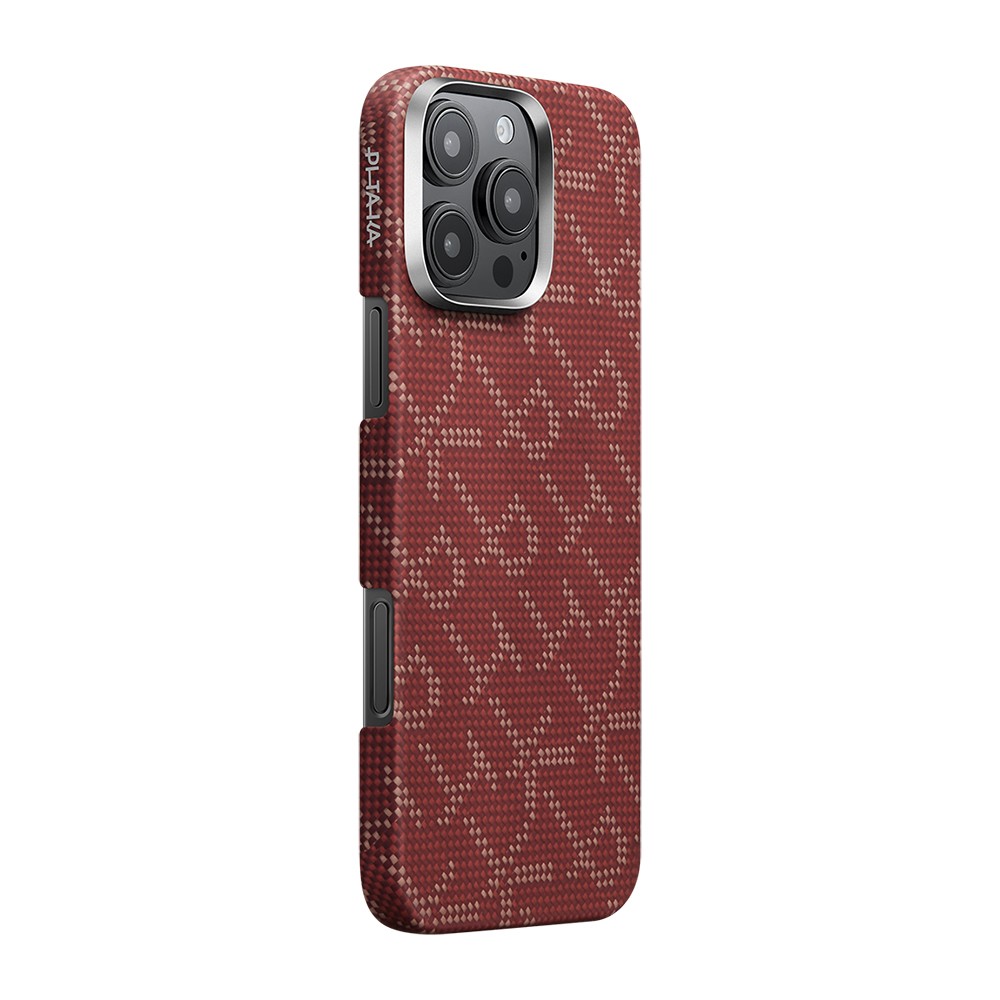 iPhone 16 Pro Max Kılıf MagSafe Şarj Özellikli Aramid Fiber Pitaka Tactile Woven Monogram Serisi Kılıf