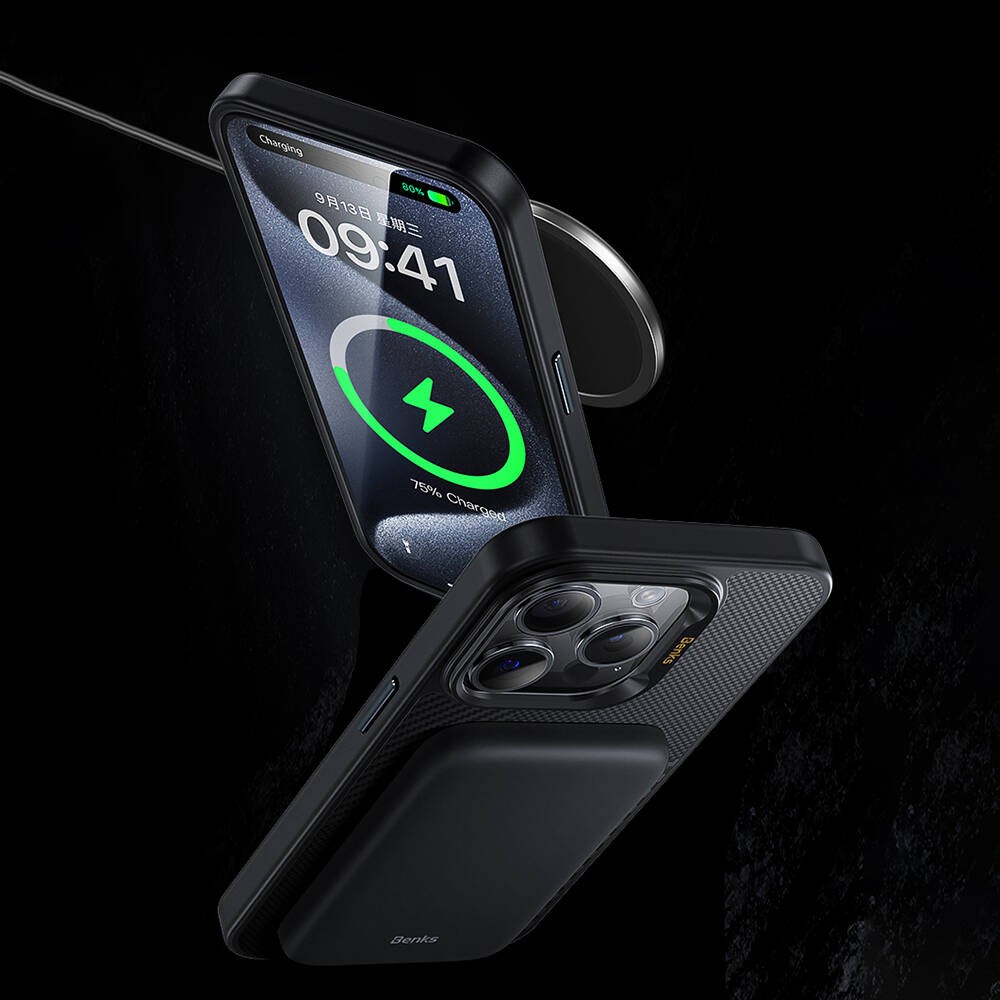 iPhone 16 Kılıf Magsafe Şarj Özellikli Karbon Fiber Benks Montage Hybrid ArmorPro Kevlar Kılıf