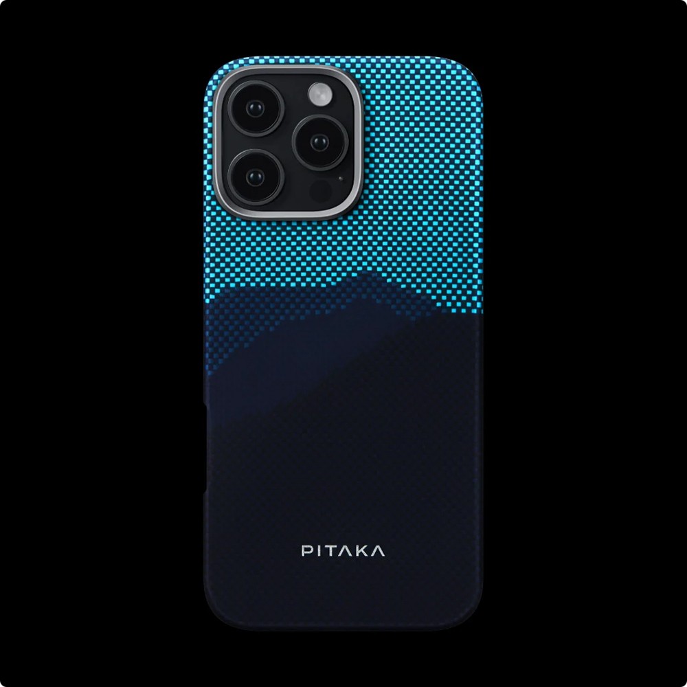 Apple iPhone 15 Pro Max Kılıf M-safe Şarj Özellikli Lumintex Teknolojili Fosforlu Özellikli Aramid Fiber Pitaka Tactile Woven Starpeak Serisi Over The Horizon Kapak