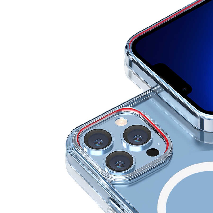 iPhone 14 Pro Max Wiwu Magsafe Şarj Özellikli Lens Korumalı Şeffaf Silikon Kapak