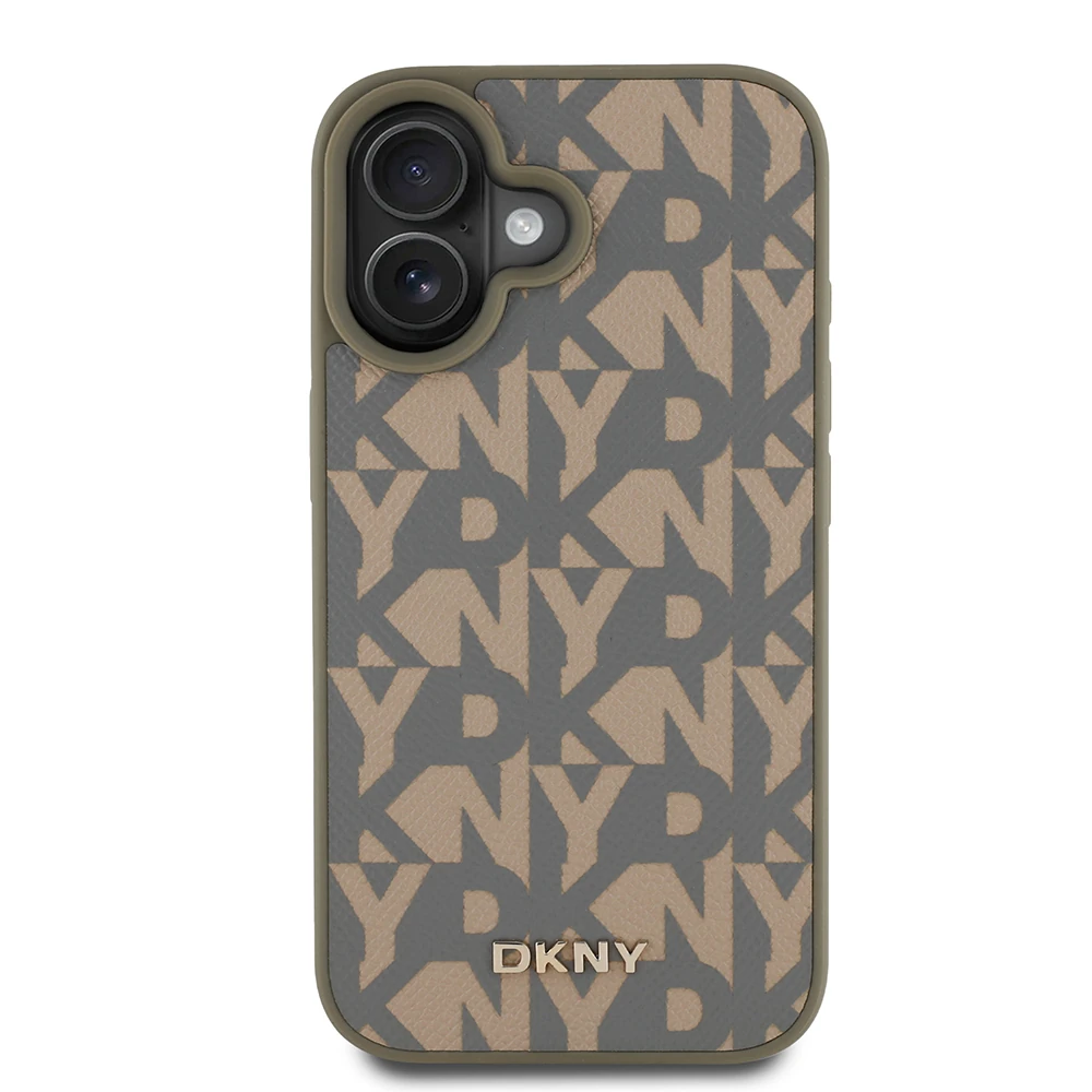 Apple iPhone 16 Kılıf DKNY Orjinal Lisanslı M-safe Şarj Özellikli 3D Yazılı Grid Pattern Kapak