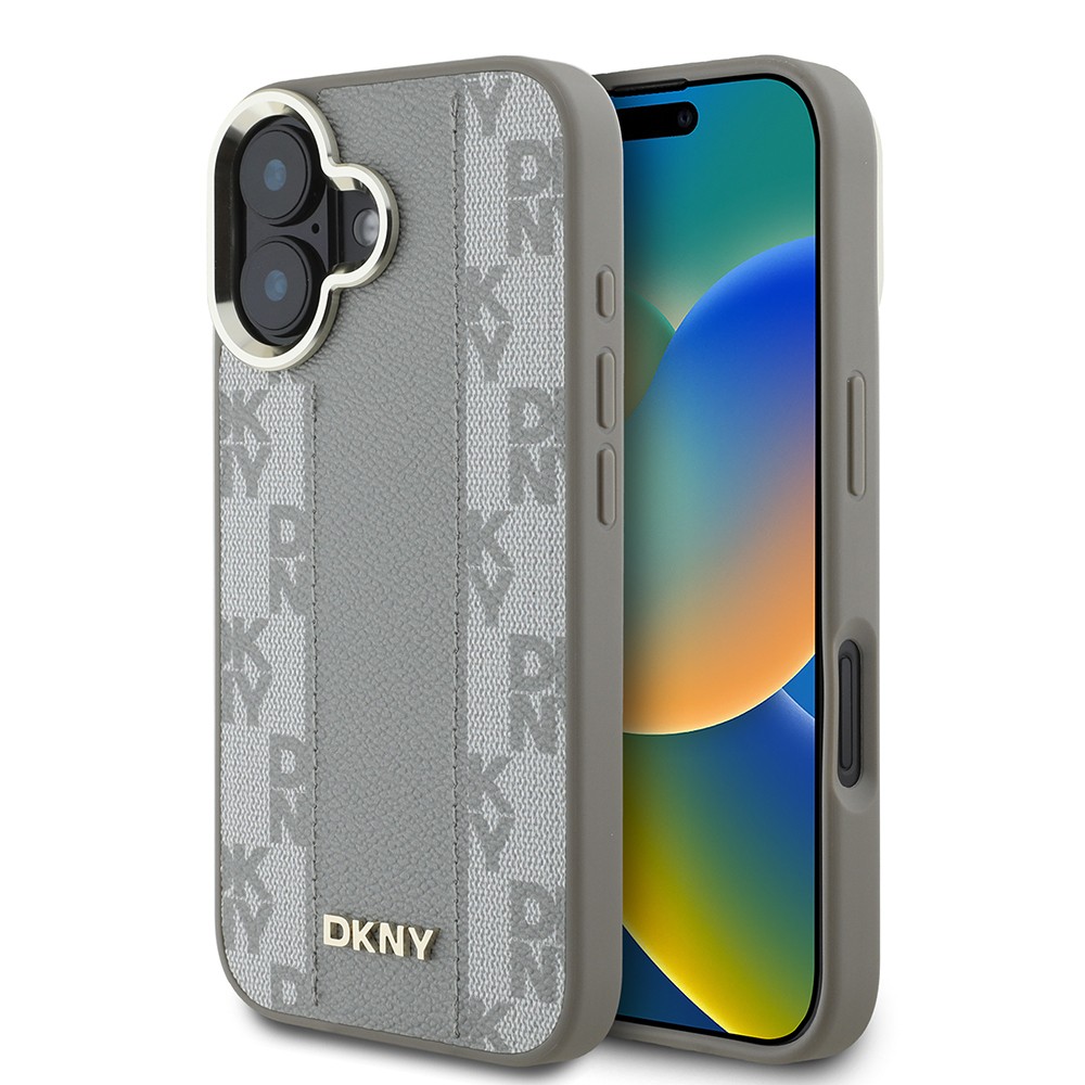 iPhone 16 Kılıf DKNY Orjinal Lisanslı Magsafe Şarj Özellikli 3D Yazılı Checkered Pattern Kılıf
