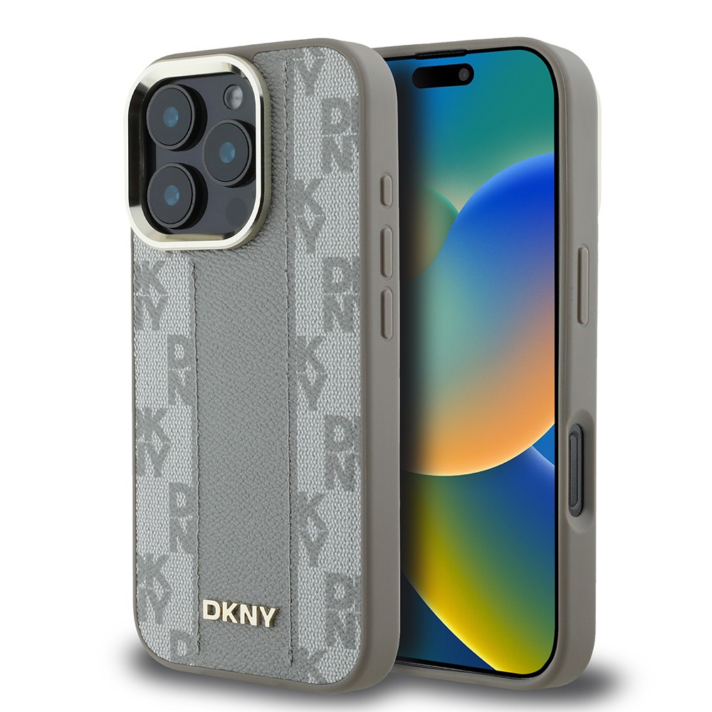 iPhone 16 Pro Kılıf DKNY Orjinal Lisanslı Magsafe Şarj Özellikli 3D Yazılı Checkered Pattern Kılıf