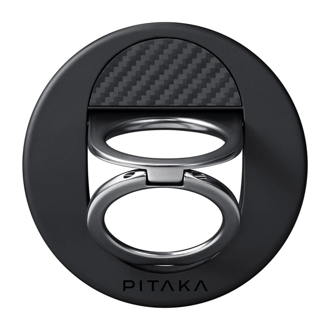 Pitaka 600D Aramid Fiber Classic Serisi Black-Grey Twill MagEZ Grip 3 Magnetik Ring Stand Telefon Tutucu