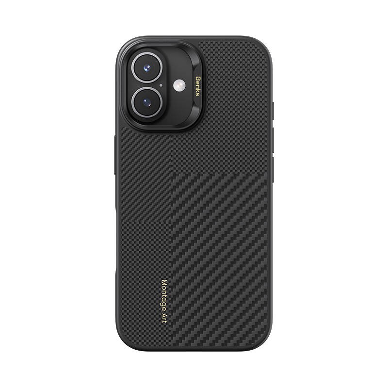 iPhone 16 Kılıf Magsafe Şarj Özellikli Karbon Fiber Benks Montage Hybrid ArmorPro Kevlar Kılıf