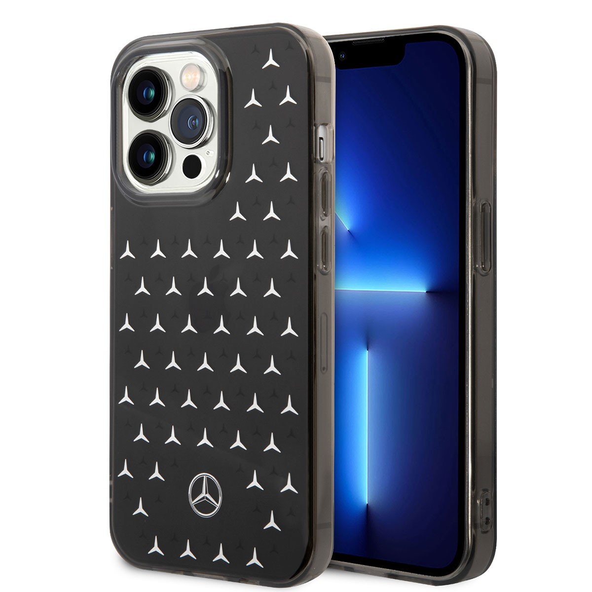 iPhone 14 Pro Max Kılıf Mercedes Benz Çift Katmanlı Yıldız Desenli Dizayn Kılıf