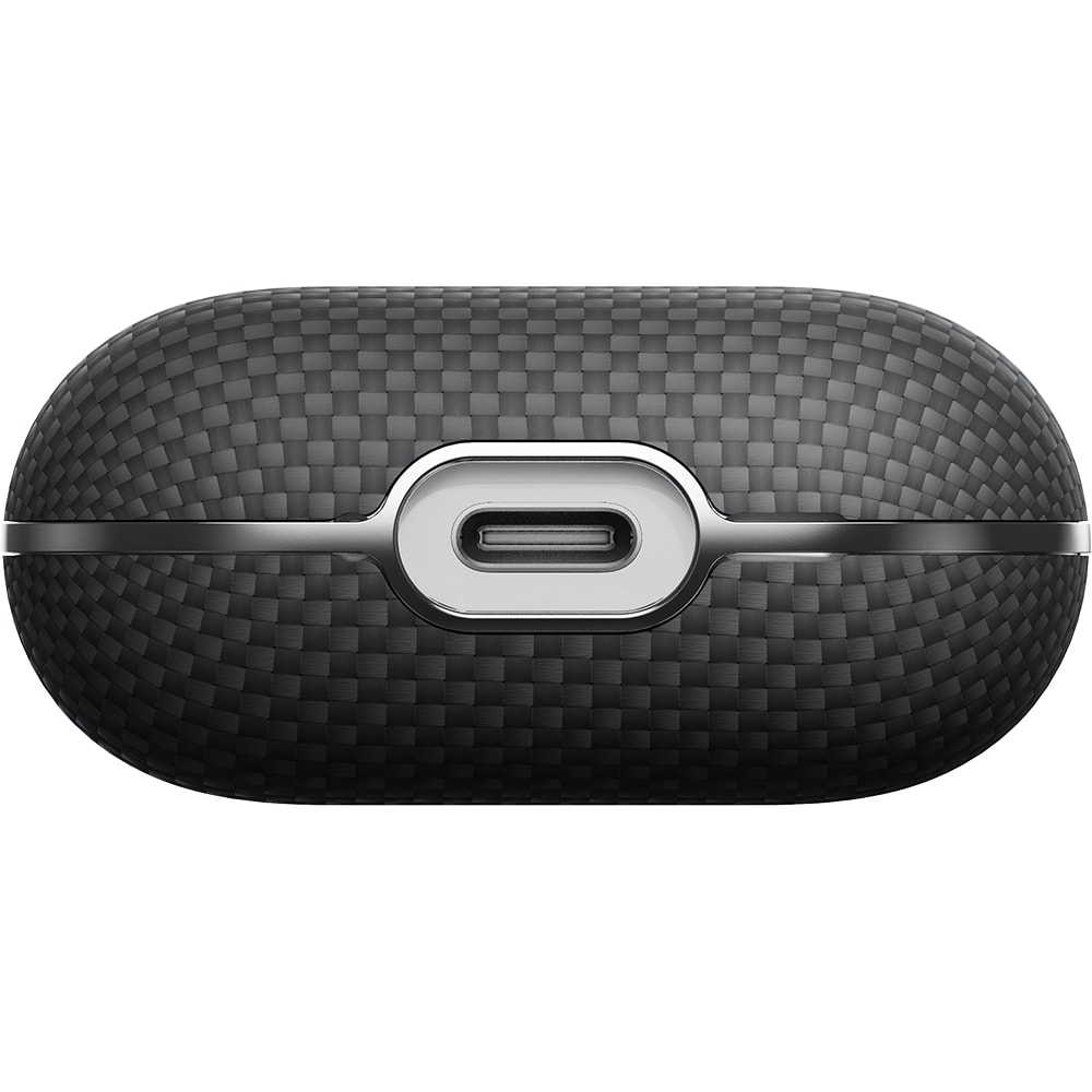 Apple Airpods 4 Kılıf 1500D Aramid Fiber Pitaka Ultra-Slim Classic Serisi Black-Grey Twill Kapak
