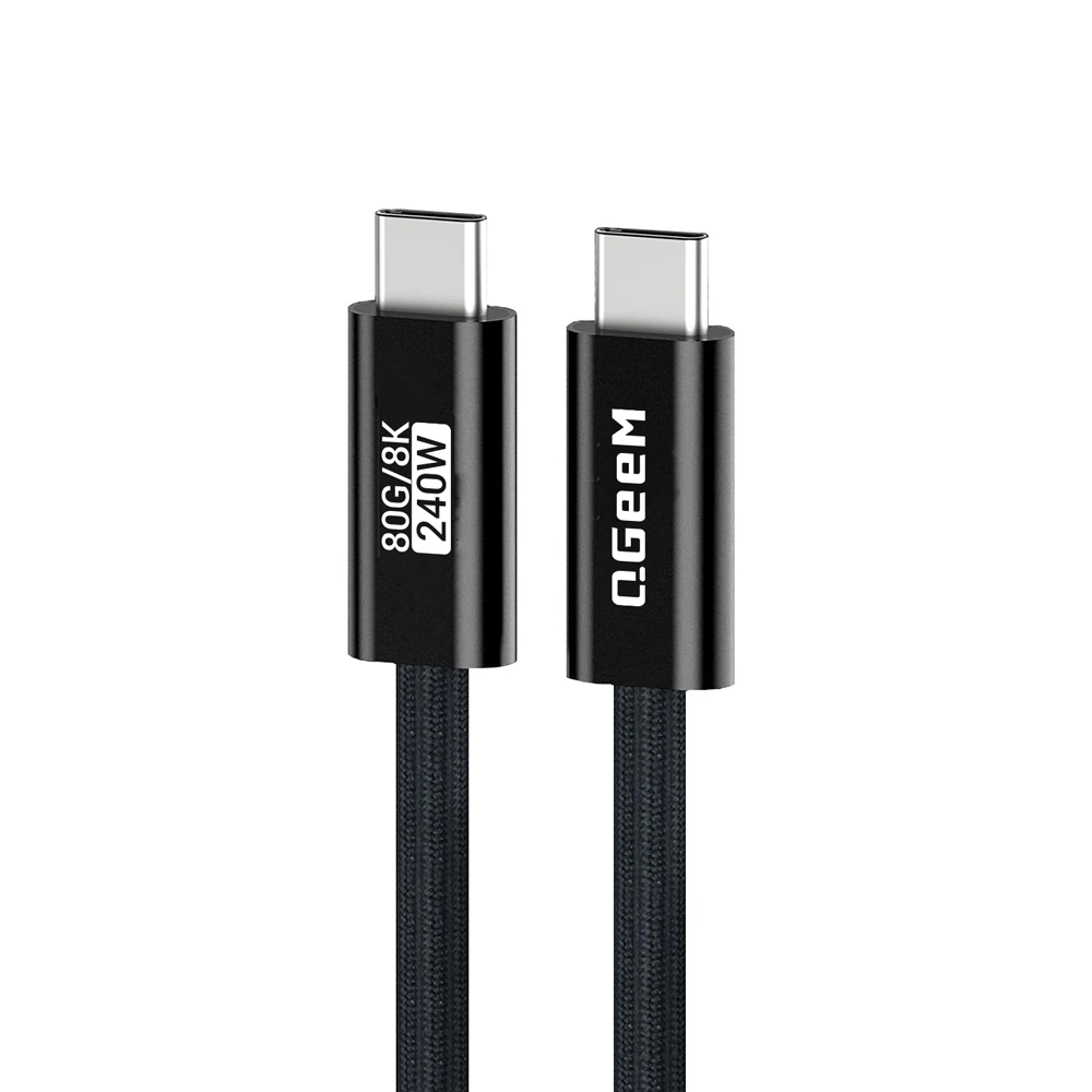 Qgeem QG05 Type-C to Type-C USB5 PD Data Kablosu 240W 80Gbps 8K@60Hz 1.2 Metre