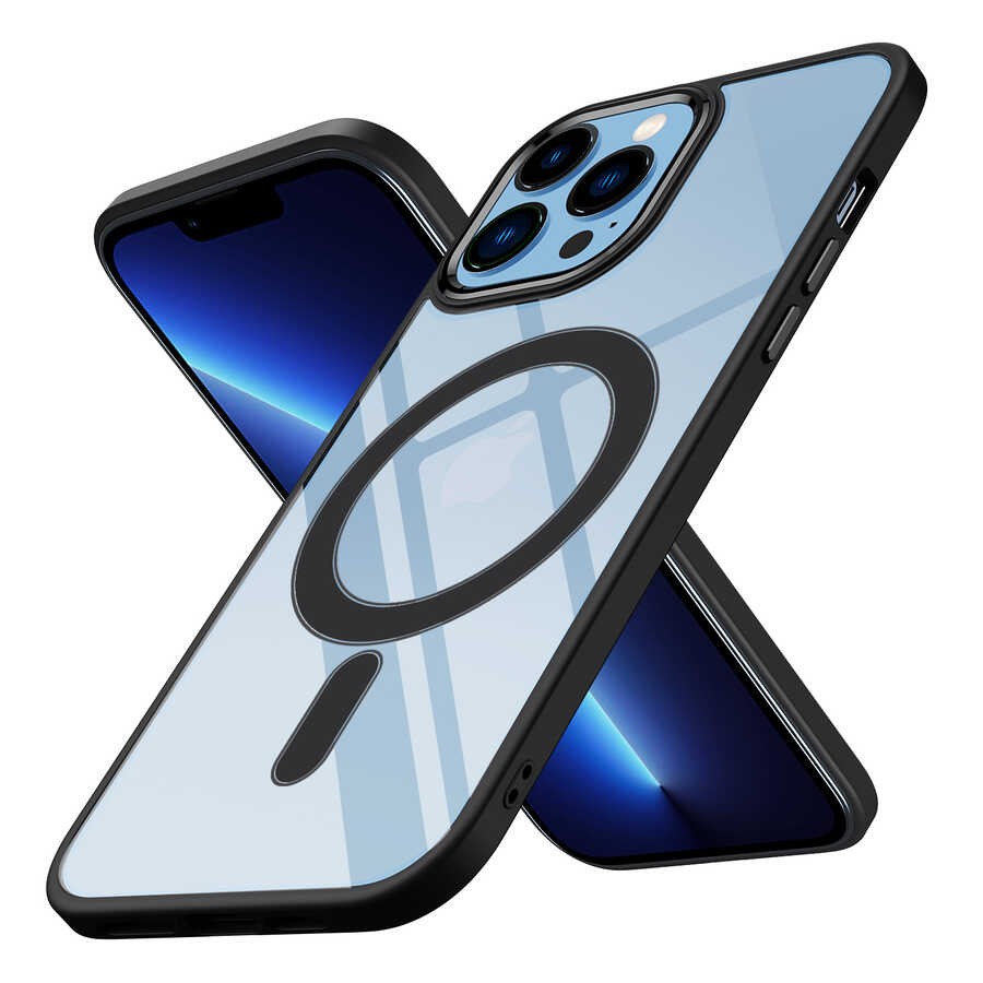 iPhone 12 Pro Max Kılıf Wireless Şarj Özellikli Zore Krom Magsafe Silikon Kılıf