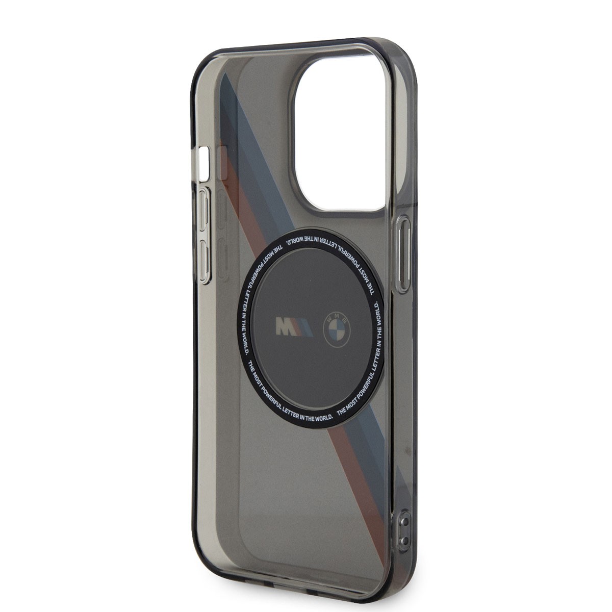 iPhone 14 Pro Max Kılıf BMW Magsafe Şarj Özellikli Transparan 3 Renkli Şerit Dizayn Kılıf