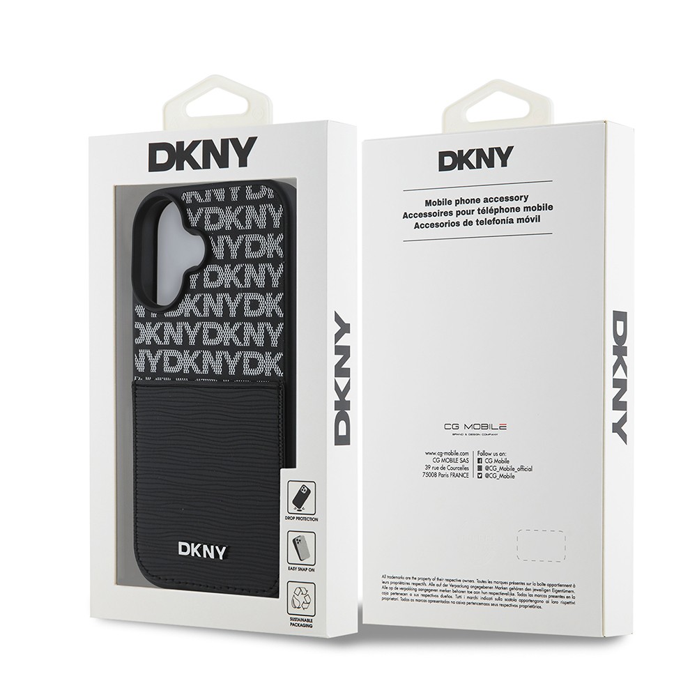 iPhone 16 Kılıf DKNY Orjinal Lisanslı Kartlıklı 3D Yazılı Repeat Texture Pattern Kapak