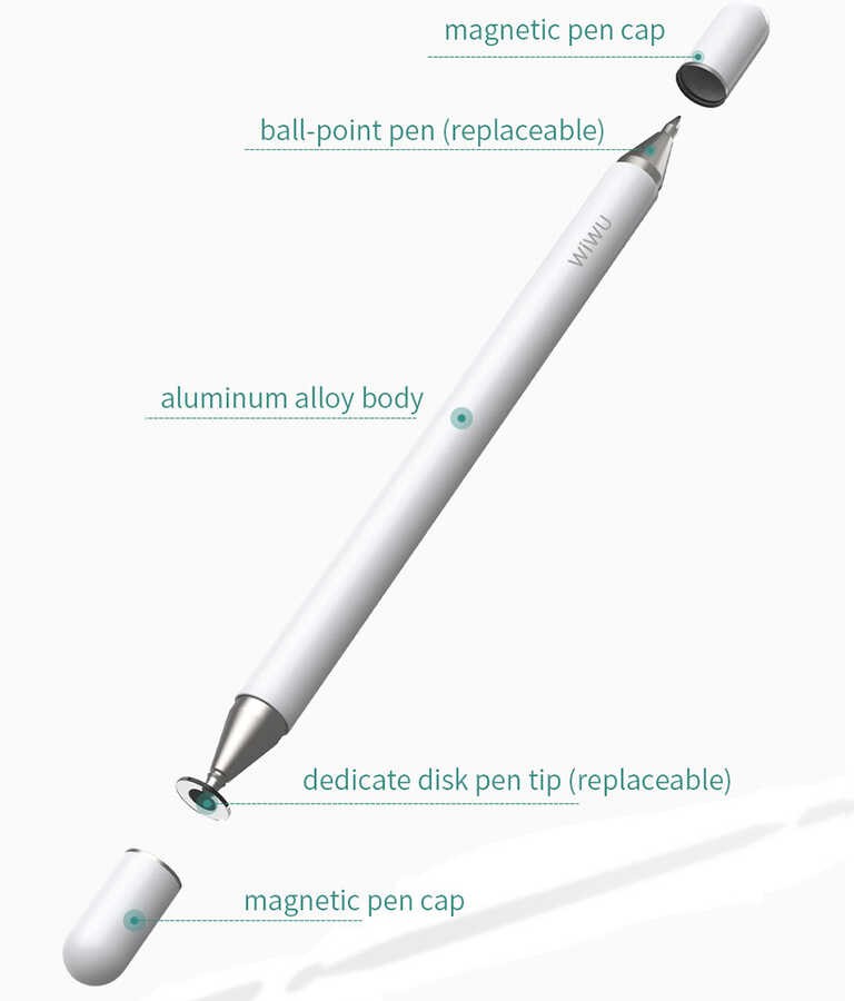 Wiwu Pencil Passive Stylus 2 in 1 Dokunmatik Çizim Kalemi